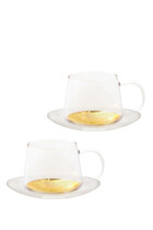 Estelle Glass Teacup & Saucer Set of 2